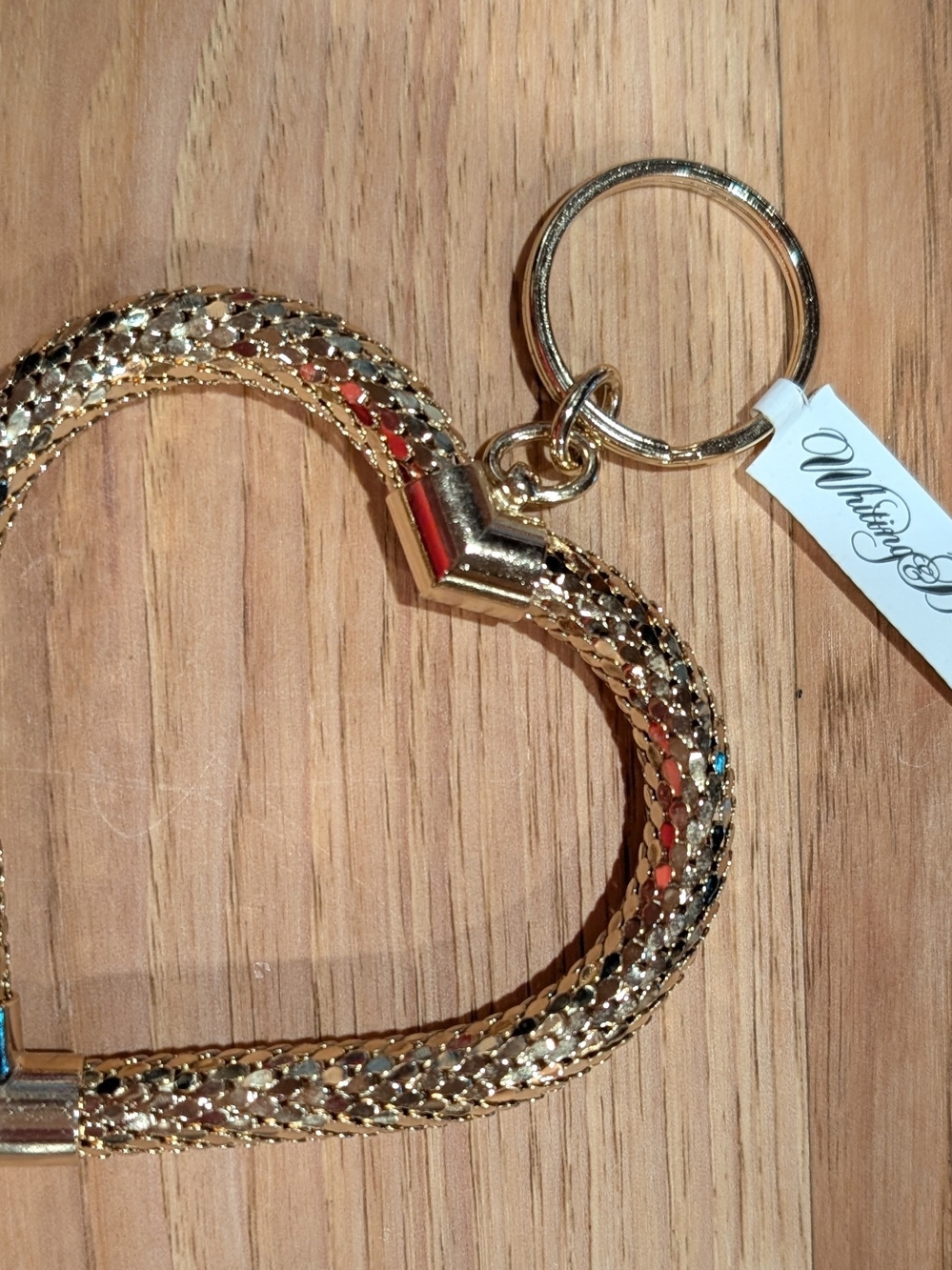Whiting & Davis Gold Heart Keyring Wristlet